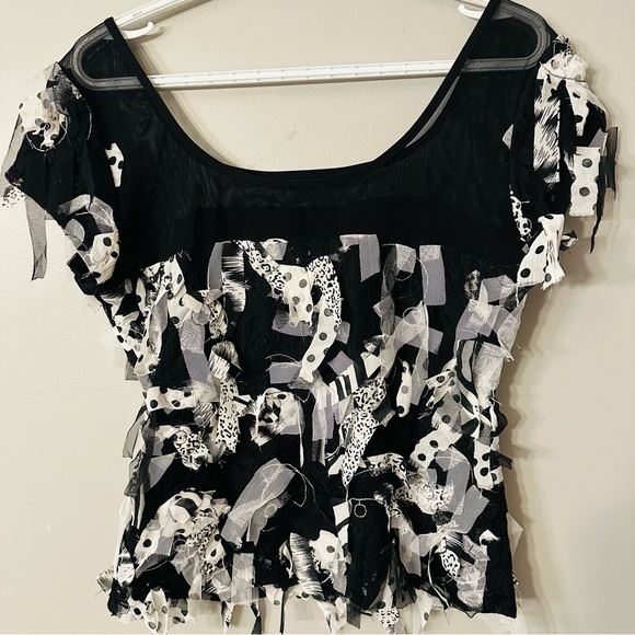 Joseph Ribkoff Black and White Textured Blouse - Picture 4 of 4